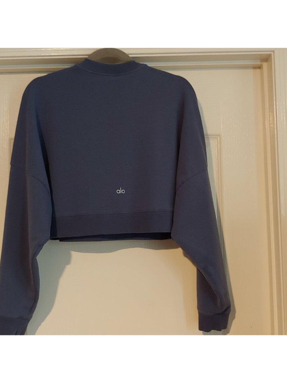 Alo Yoga Blue Cropped Sweatshirt Soft Athleisure Activewear Y2k Cleangirl S - Picture 9 of 10